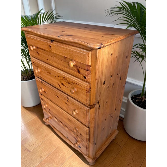 Vintage Pine Tallboy Chest of 5 Drawers, 1980s For Sale - Image 6 of 16