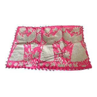 Mexico Otomi Hand Embroidered Pillow Covers With Tassels a Pair For Sale