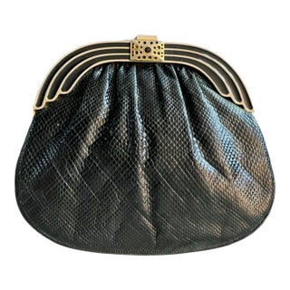 Judith Leiber Style Snakeskin Deco Clutch For Sale