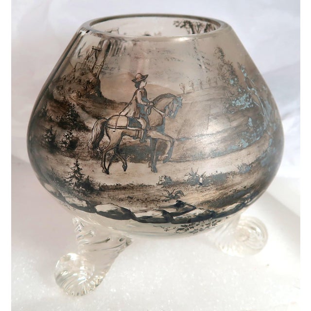 Black Enamel Footed Glass Vase, Fine Quality, in the Style of Lobmeyr and Schwartzlot, Circa 1900 For Sale - Image 9 of 16