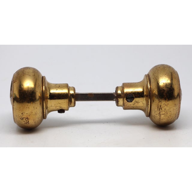Traditional Pair of Polished Brass Door Knobs For Sale - Image 3 of 4