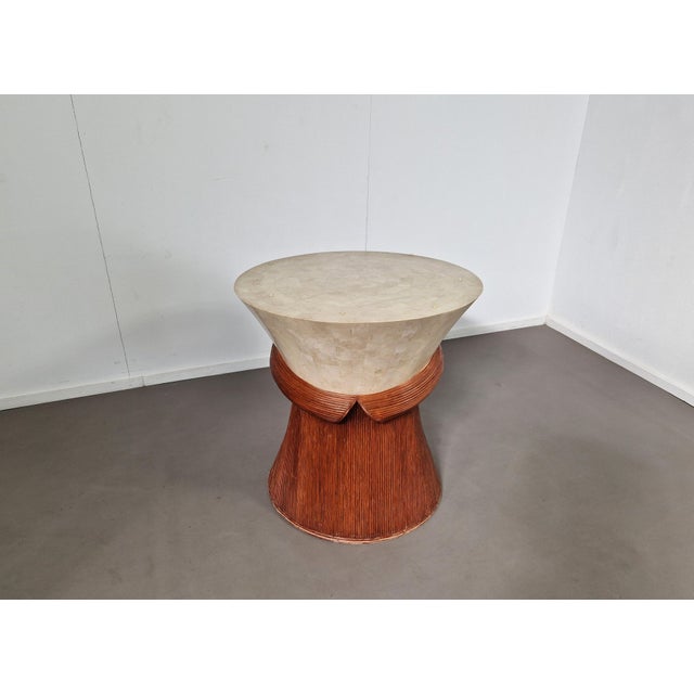 1980s Vintage Dining Table in Stone and Pencil Reed, 1970s For Sale - Image 5 of 11