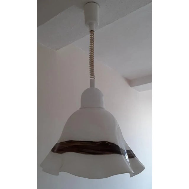 Vintage White Brown Ceiling Lamp, 1970s For Sale - Image 4 of 7