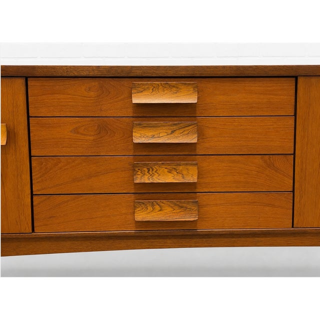 Extra Long Mid Century Modern Teak + Rosewood Credenza / Sideboard by Bath Cabinet Makers, Made in England, C. 1960's For Sale - Image 14 of 18