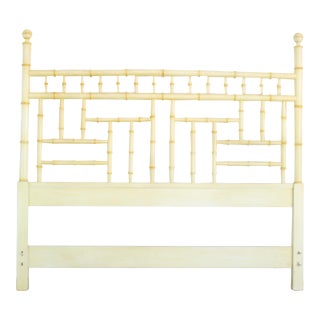 Vintage Faux Bamboo Canary Yellow Full Headboard For Sale