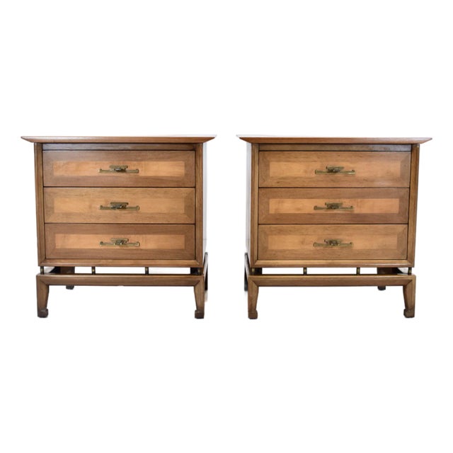 Mid-Century Modern Walnut Burl Nightstands by White Furniture, Usa For Sale
