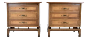 Mid-Century Modern Walnut Burl Nightstands by White Furniture, Usa