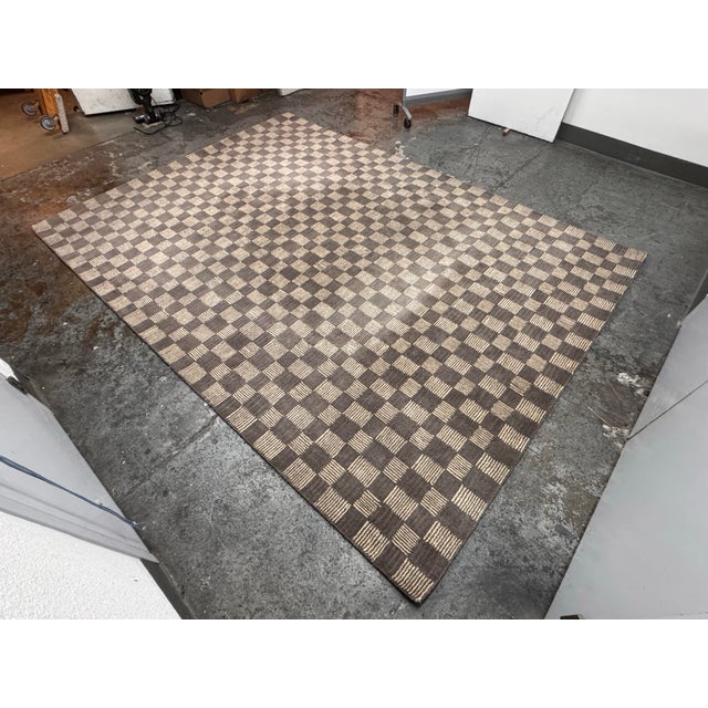 Contemporary 8ft 6in × 11ft 7in Contemporary Checkered Hand Tufted Wool Area Rug For Sale - Image 3 of 12