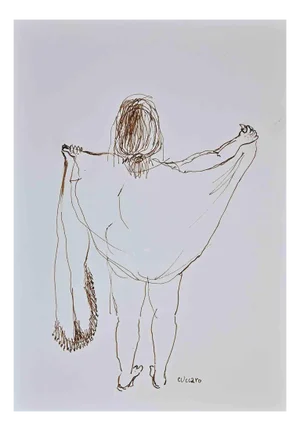 Roberto Cuccaro, Woman Undressing, Original Drawing, 2000s