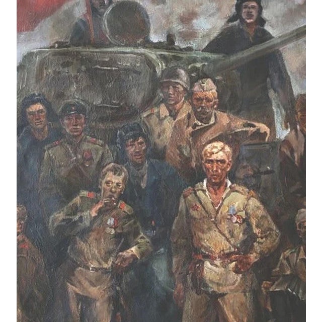 Soviet Army Oil Painting: Great Patriotic War, Socialist Realism Art 180-160 For Sale - Image 6 of 6