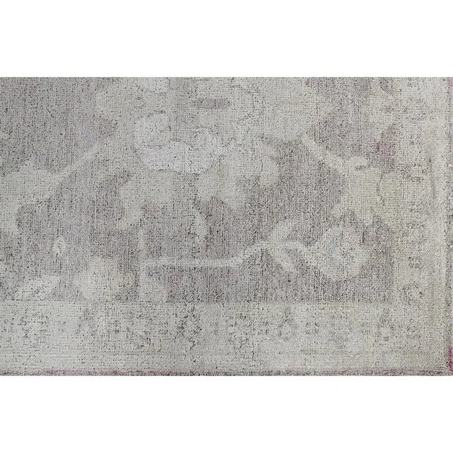 Handwoven Light Pink/Green Oushak Style Area Rug 2'9" X 6'10" For Sale - Image 10 of 12