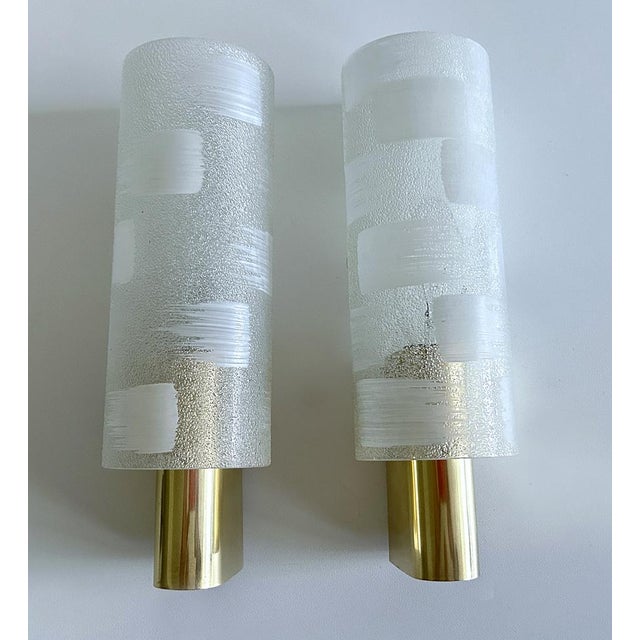 Vintage Space Age Brass and Glass Sconces, 1970s, Set of 2 For Sale - Image 11 of 12
