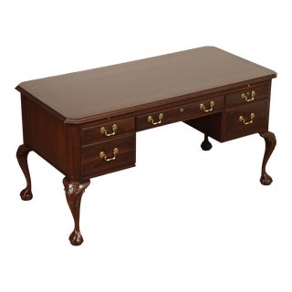 Late 20th Century Ethan Allen Georgian Court Chippendale Style Ball & Claw Foot Desk For Sale