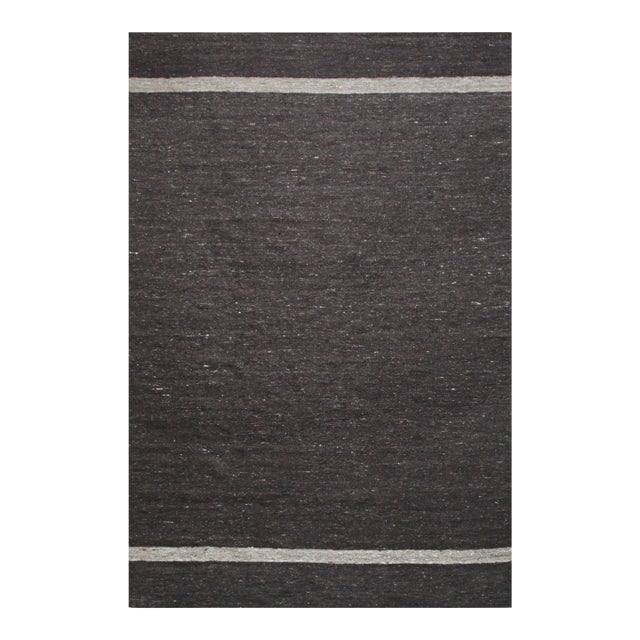 9x12 Violet Artistic Brown Kilim Open Field Modern Flatweave Wool Carpet Rug For Sale