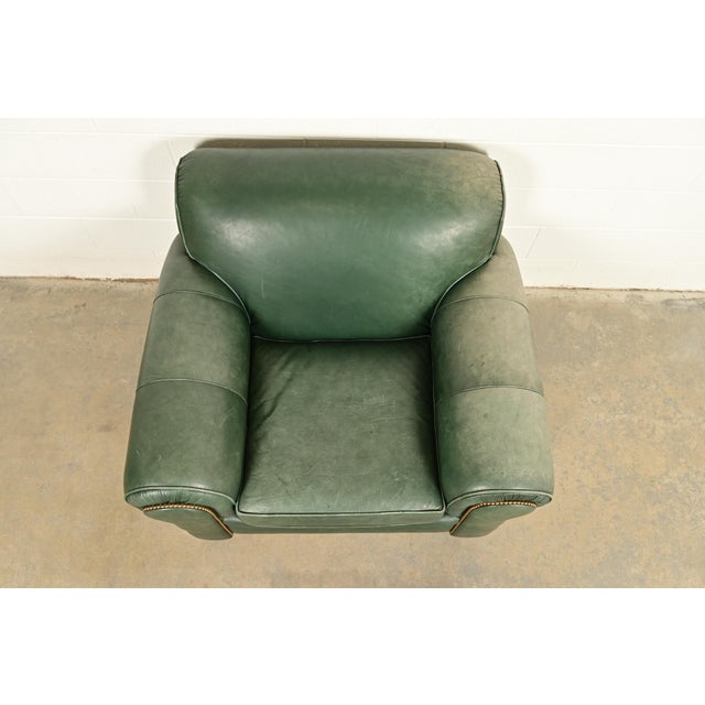 Metal Century Furniture Art Deco Studded Leather Lounge Chair With Ottoman For Sale - Image 7 of 12