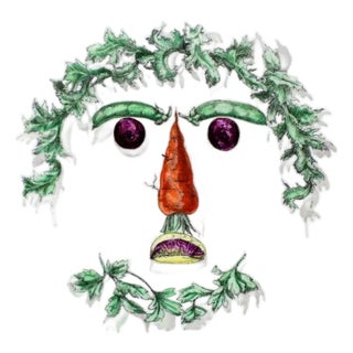 Ceramic Plate with Vegetable Face Fornasetti For Sale