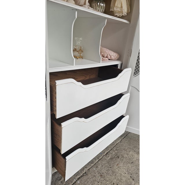 White Armoire Cabinet, French Provencial, 1950's For Sale - Image 11 of 17