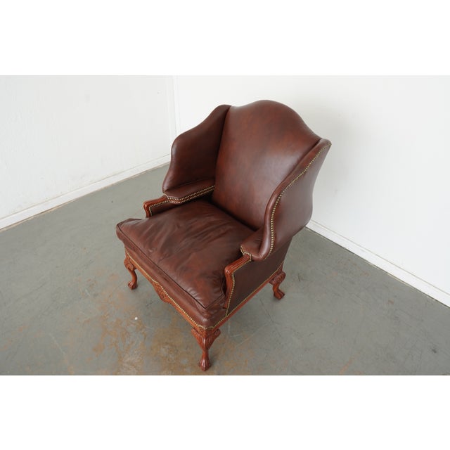 Old Hickory Tannery Leather Wingback Chair For Sale In Austin - Image 6 of 15