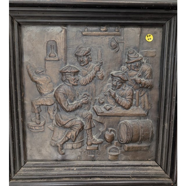 Pair of Antique Continental Repoussé Cabinet Doors After David Teniers, C. 1880-1910 For Sale In Austin - Image 6 of 10