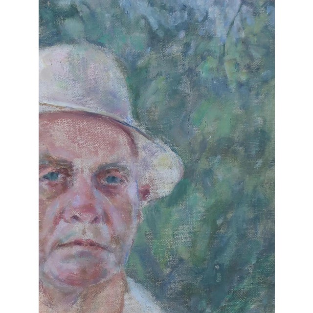Realism Vintage Soviet Man Portrait, Original Oil Painting on Canvas, 1970s 62-47 For Sale - Image 3 of 6