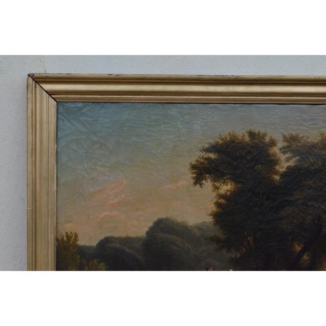 19th Century French School – Large Oil on Canvas - Animated Landscape With Cottage For Sale - Image 4 of 11