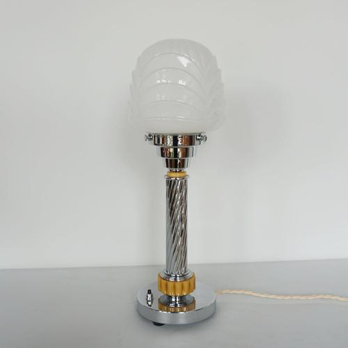 Table Lamp with Chrome Stem For Sale - Image 7 of 8