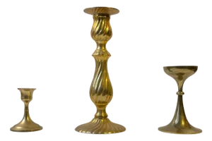 Vintage Scandinavian Brass Candlesticks, 1970s, Set of 3