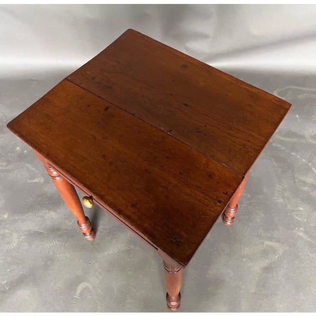 Wood 19th Century American Cherry One Drawer Stand With Turned Legs and Feet For Sale - Image 7 of 11
