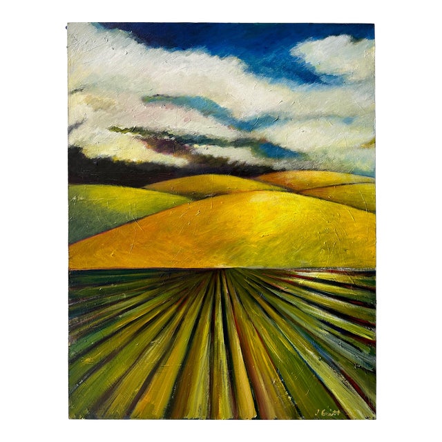 2022 “The Hills and Fields” Acrylic on Canvas Landscape Painting by Judy Gittelsohn - For Sale