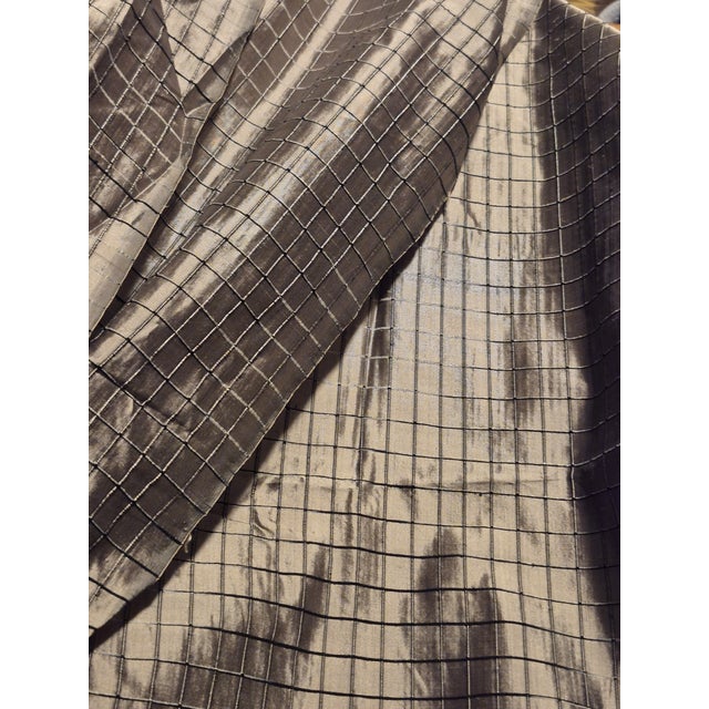 Designer Contemporary Silk Silver Gray Black Fabric -4.5 Yards For Sale In Atlanta - Image 6 of 7