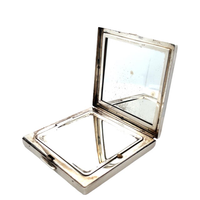 Modern Mid 20th Century Tiffany & Co. Sterling Silver & 14k Gold Ruby Vintage Compact For Sale - Image 3 of 5