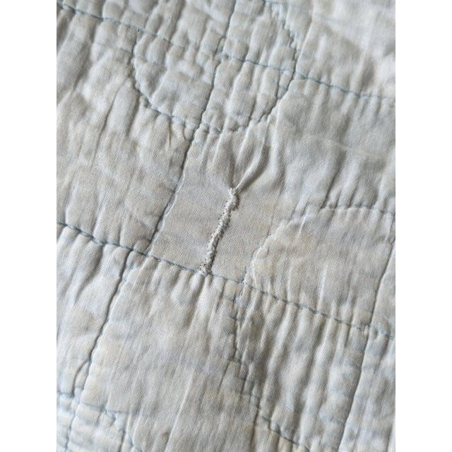 Vintage Teal + Soft Yellow Cotton Drunkard's Path Circle Quilt, Circa 1930s-40s For Sale - Image 15 of 18