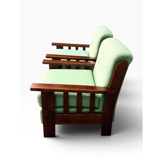 Pair of Vintage Mission Oak Arts & Crafts Lounge Chairs For Sale - Image 4 of 12