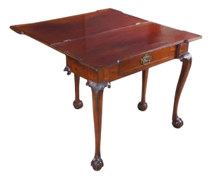 Antique George II Style Chippendale Mahogany Flip Top Claw Foot Card Game Table