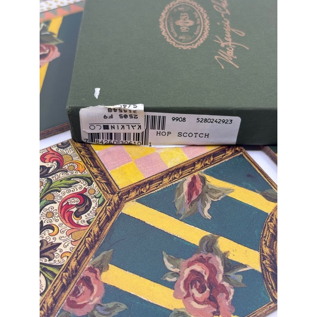 Mackenzie Childs Mackenzie Childs Pimpernel Hop Scotch Rose Coaster Set of 4 For Sale - Image 4 of 8