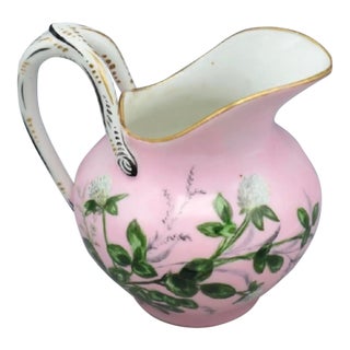 “Limoges” French 1883 Hand-Painted Procelain Split Finger Handle Creamer For Sale