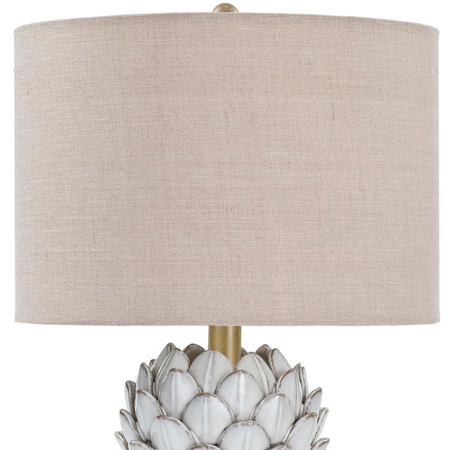 Traditional Regina Andrew Leafy Artichoke Ceramic Table Lamp (Off White) For Sale - Image 3 of 5