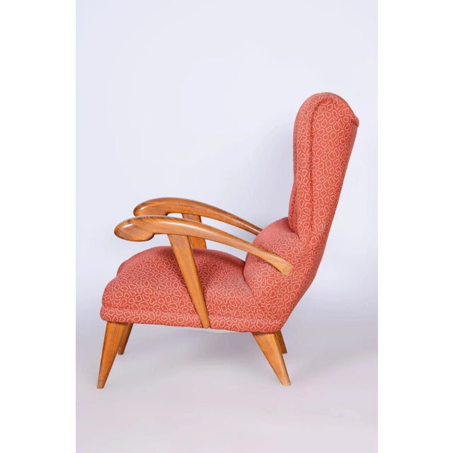 Orange Art Deco Wingchair in Beech by Jan Vaněk, 1930s For Sale - Image 8 of 12