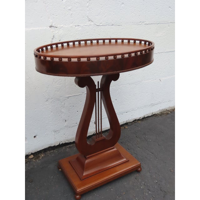 1940s Mahogany Harp Side End Tables a Pair 6665 For Sale - Image 5 of 16