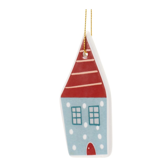 2020s Ceramic Winter House Ornament (Set of 12) For Sale - Image 5 of 6