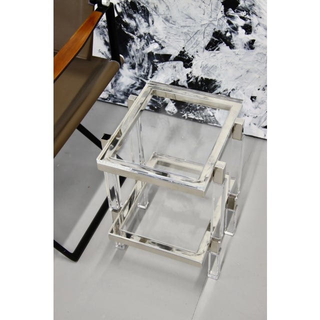 Charles Hollis Jones Nickel and Lucite End Tables - a Pair For Sale - Image 10 of 11