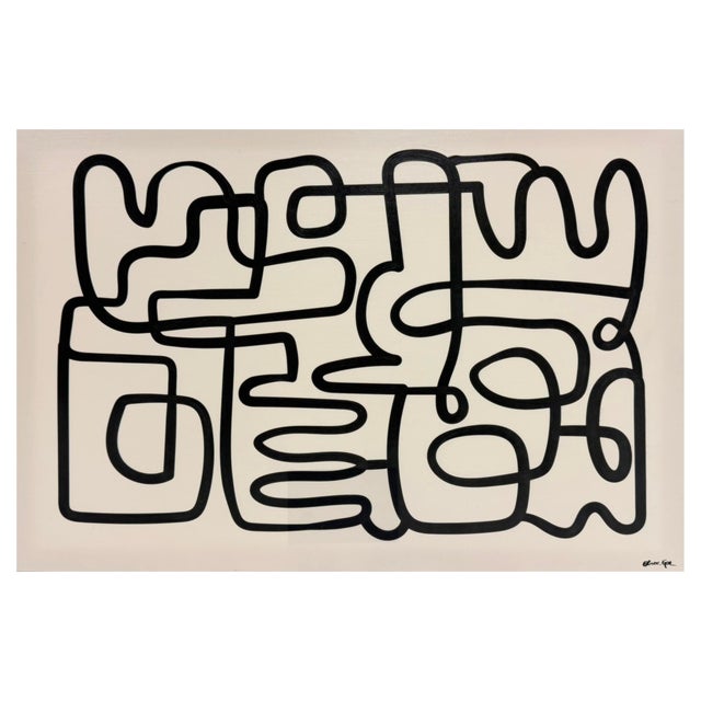 2020s Oliver Gal Abstract Line Art Painting Framed Acrylic Canvas Miami Pop Art For Sale - Image 5 of 18