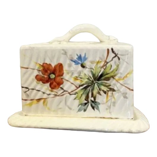 Victorian Cheese Dish with Floral Decoration, 1880s For Sale