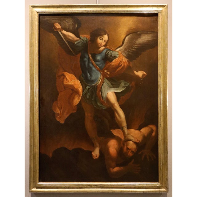 Follower of Guido Reni, Archangel Michael, 1700, Oil on Canvas For Sale - Image 16 of 16