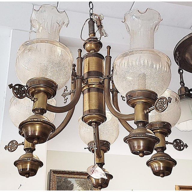 Mid 19th Century Brass Victorian Chandelier For Sale - Image 9 of 9