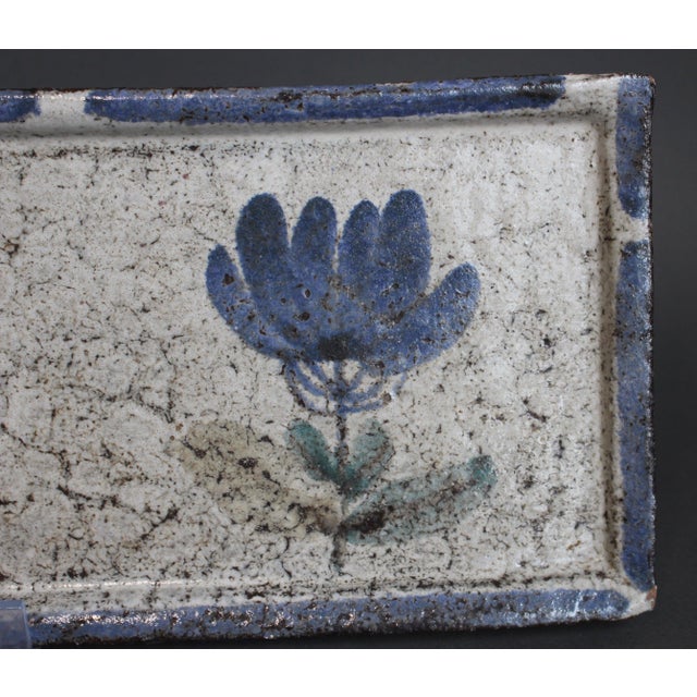 Blue Vintage French Ceramic Tray by Gustave Reynaud, 1960s For Sale - Image 8 of 13