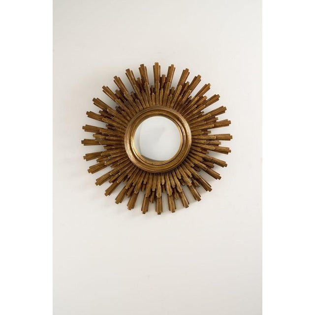Mid-Century Hollywood Regency Gilt Sunburst Mirror, 1960s For Sale - Image 4 of 5