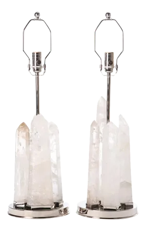 Rock Crystal Obelisk Table Lamps by Marcelo Bessa - a Pair