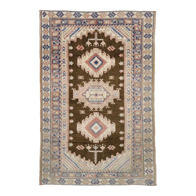 Vintage Turkish Oushak Rug - 05'01 X 07'07 For Sale