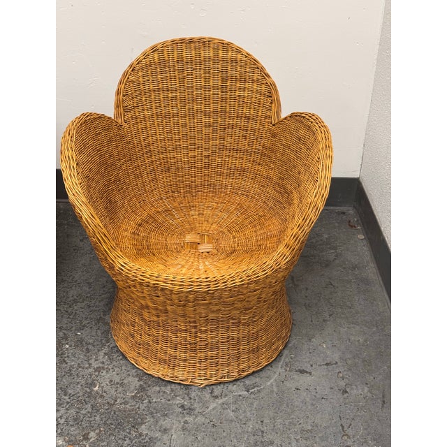 Floral Vintage Boho Style Wicker Lounge Chairs, Pair For Sale - Image 9 of 12